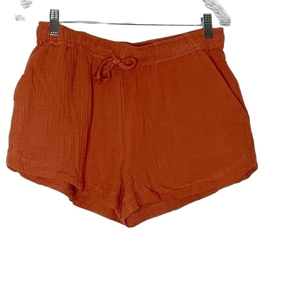 YOUNG Fabulous & broke burnt orange cotton shorts with draw string. Size M
